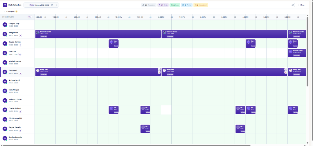 CareAssist Daily Schedule Dashboard